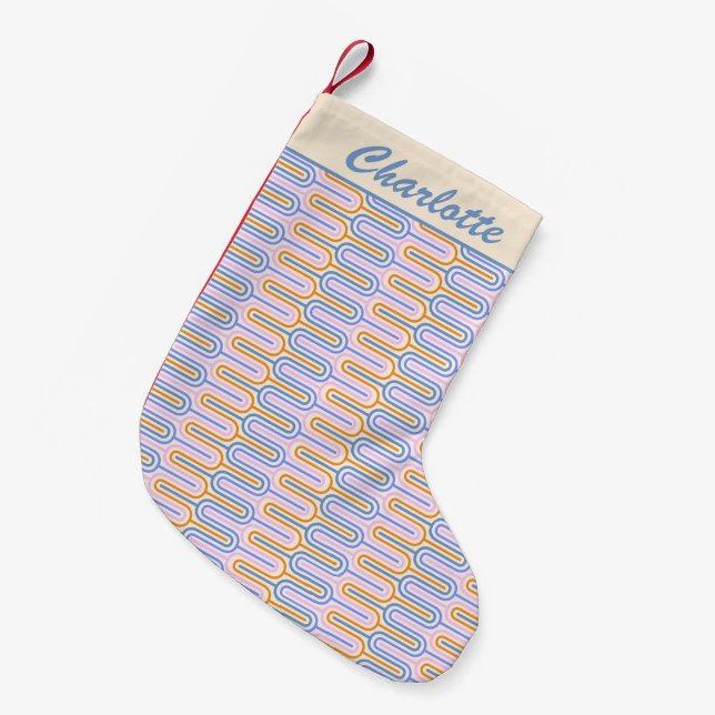 Petite Chaussette De Noël Motif Retro Super Pastel Lines Personnalisé (Devant (Accrochage))