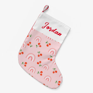 Petite Chaussette De Noël Motif rose arc-en-ciel cerise