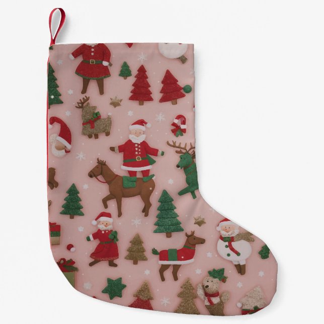 Petite Chaussette De Noël Motif rose de Noël Petite réserve de Noël (Devant)