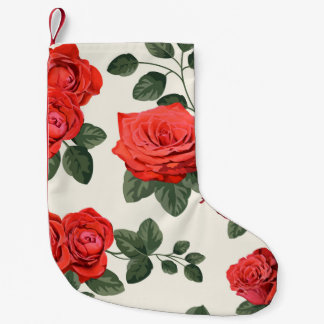 Petite Chaussette De Noël Motif rose vintage, design floral.