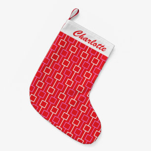 Petite Chaussette De Noël Motif rouge de Noël géométrique rétro Personnalisé