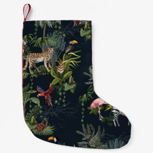 Petite Chaussette De Noël Motif sans couture avec animaux de la jungle, fleu