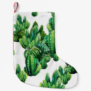 Petite Chaussette De Noël Motif sans couture avec cactus aquarelle. Cactus i