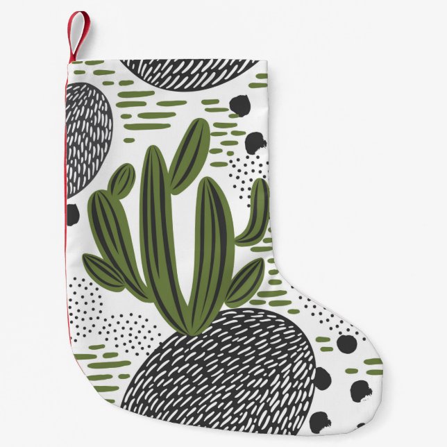 Petite Chaussette De Noël motif sans couture avec cactus sur arrière - plan  (Devant)