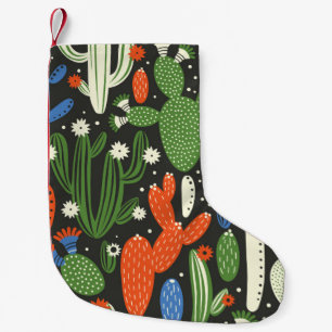 Petite Chaussette De Noël motif sans couture avec cactus sur arrière - plan
