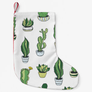 Petite Chaussette De Noël Motif sans couture avec cactus verts et succulents
