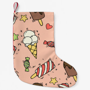 Petite Chaussette De Noël Motif sans couture avec crème glacée et lollipopes