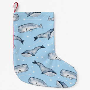 Petite Chaussette De Noël Motif sans couture avec de jolies baleines et étoi