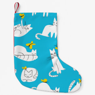 Petite Chaussette De Noël Motif sans couture avec des chats drôles jouant av