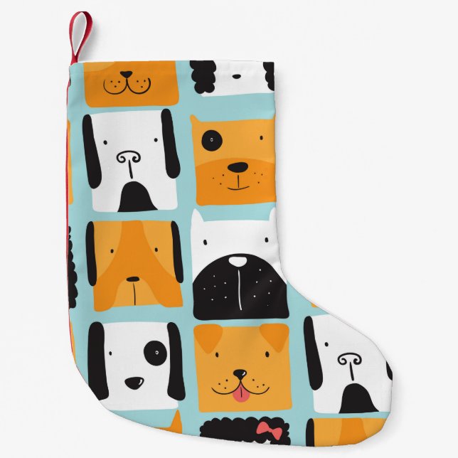 Petite Chaussette De Noël Motif sans couture avec des chiens mignons.  (Devant)