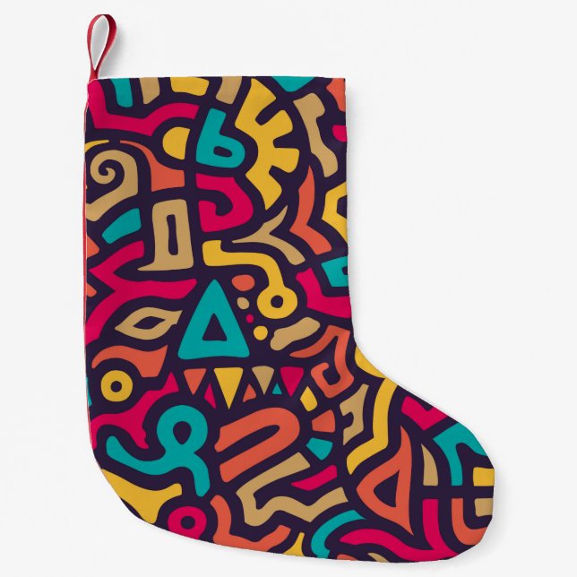 Petite Chaussette De Noël Motif sans couture avec des formes courbes de graf (Devant)