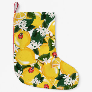 Petite Chaussette De Noël Motif sans couture avec des fruits tropicaux au ci