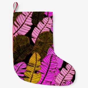 Petite Chaussette De Noël Motif sans couture avec feuilles tropicaux dessiné