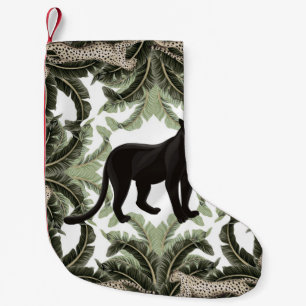 Petite Chaussette De Noël Motif sans couture avec feuilles tropicaux et anim