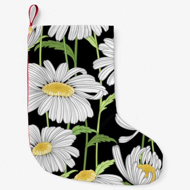 Petite Chaussette De Noël motif sans couture avec fleurs d'été (Devant)