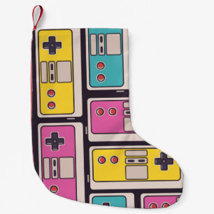 Petite Chaussette De Noël Motif sans couture avec joysticks de jeu. Coloré m