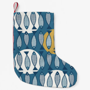 Petite Chaussette De Noël Motif sans couture avec poisson bleu inspiré de sc
