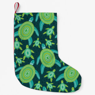 Petite Chaussette De Noël Motif sans couture avec tortues vertes. Mer