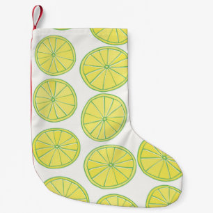 Petite Chaussette De Noël Motif sans couture avec tranches de citron jaune s