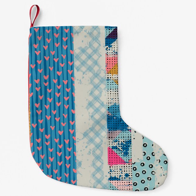 Petite Chaussette De Noël Motif sans couture, carreaux patchwork.  (Devant)