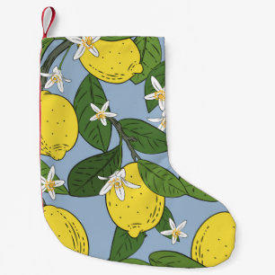 Petite Chaussette De Noël Motif sans couture de branches avec citrons, vert 