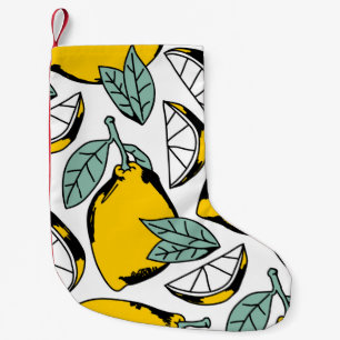 Petite Chaussette De Noël Motif sans couture de citrons dessinés à la main b