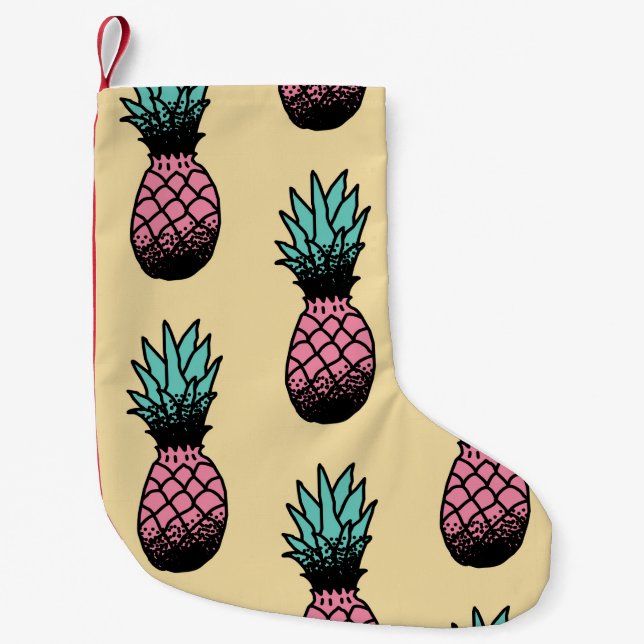 Petite Chaussette De Noël Motif sans couture de l'ananas à main mignon (Devant)
