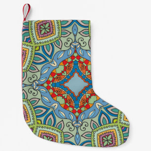 Petite Chaussette De Noël Motif sans couture dessinée à la main. Coloré a