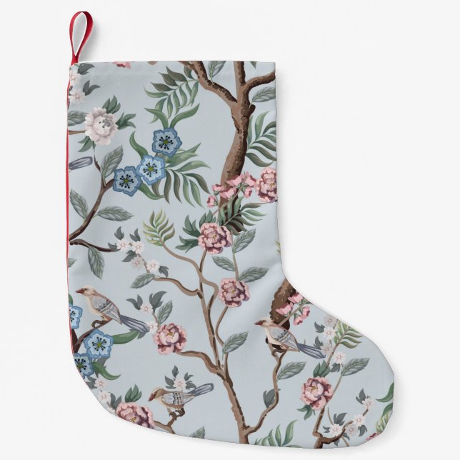 Petite Chaussette De Noël Motif sans couture en style chinoiserie avec pivoi (Devant)