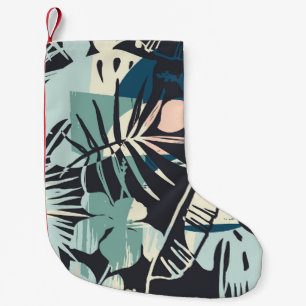 Petite Chaussette De Noël Motif sans couture exotique avec plantes tropicaux