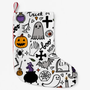 Petite Chaussette De Noël Motif sans couture Halloween. Arrière - plan vinta