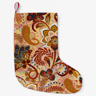 Petite Chaussette De Noël Motif sans couture Paisley avec des fleurs dans l'