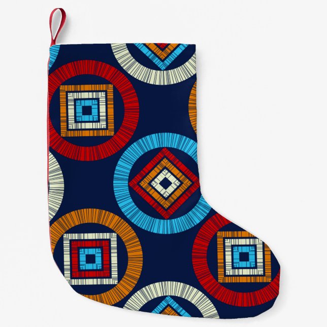 Petite Chaussette De Noël motif sans couture pois. Mosaïque de figu ethnique (Devant)