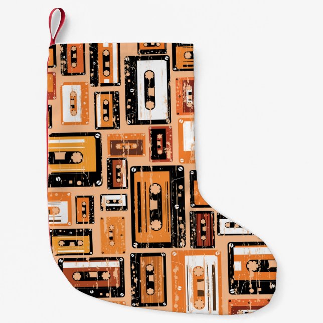 Petite Chaussette De Noël Motif sans couture rétro (Devant)