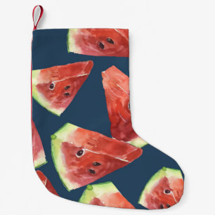 Petite Chaussette De Noël Motif sans couture. Tranches de pastèque aquarelle