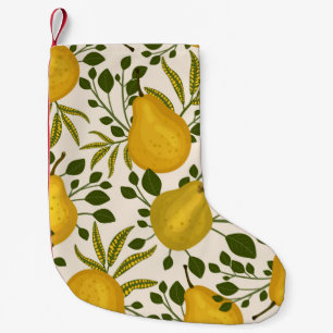 Petite Chaussette De Noël Motif sans soudure Abstrait avec poires jaunes et