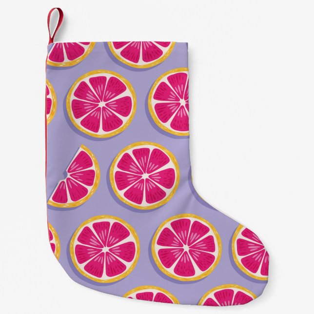 Petite Chaussette De Noël Motif sans soudure, tranches de pamplemousse avec  (Devant)