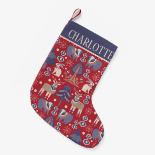 Petite Chaussette De Noël Motif scandinave personnalisé Nordic