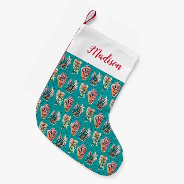 Petite Chaussette De Noël Motif succulent de cactus graphique abstrait (Devant (Accrochage))