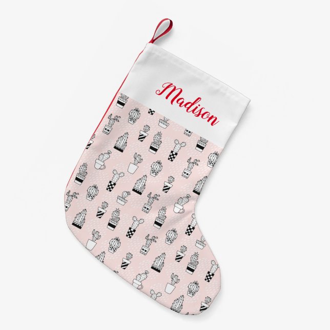 Petite Chaussette De Noël Motif tiré par la main mignon de cactus (Devant (Accrochage))