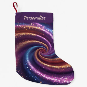 Petite Chaussette De Noël Motif tourbillonnant de Noël en paillettes violett