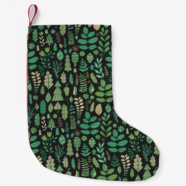 Petite Chaussette De Noël Motif transparent plante vert (Devant)