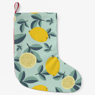 Petite Chaussette De Noël Motif transparent tropical avec citrons jaunes
