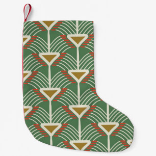 Petite Chaussette De Noël motif transparent vert avec lignes et géométrie sh
