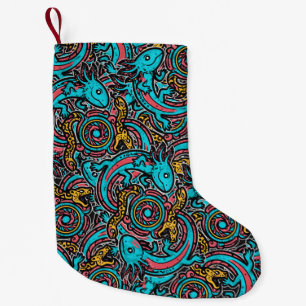 Petite Chaussette De Noël Motif tribal aztèque Xolotl Axolotl mythologie boh