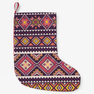 Petite Chaussette De Noël Motif tribal rayé, géométrique sans couture.