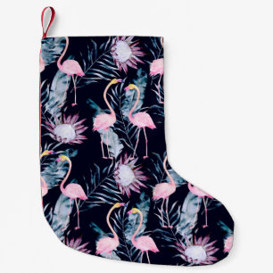 Petite Chaussette De Noël Motif tropical Abstrait avec flamant, protéa, l