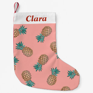 Petite Chaussette De Noël motif tropical d'ananas d'or de faux d'été migno