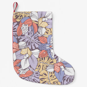 Petite Chaussette De Noël Motif Tropique sans soudure avec orchidée et monst