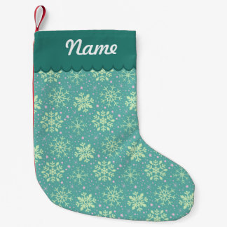 Petite Chaussette De Noël Motif turquoise personnalisé de flocon de neige de